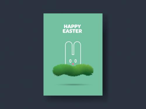 Easter Bunny Hiding in Grass Card