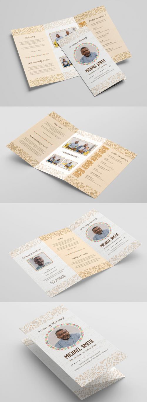 Trifold Funeral Program Leaflet with African Tribal Theme