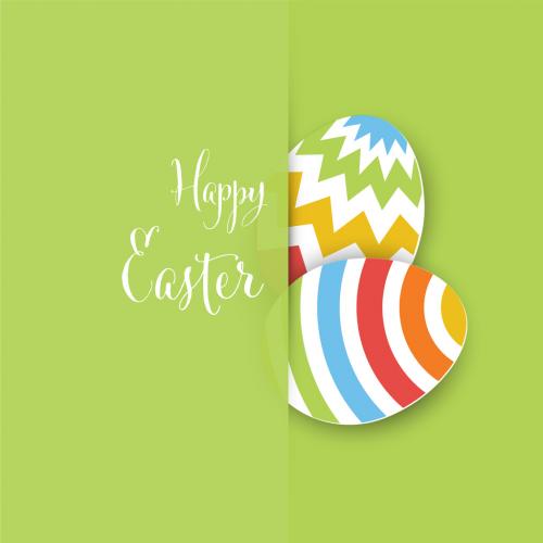 Simple Green Easter Card Layout with Paper Decorated Easter Eggs