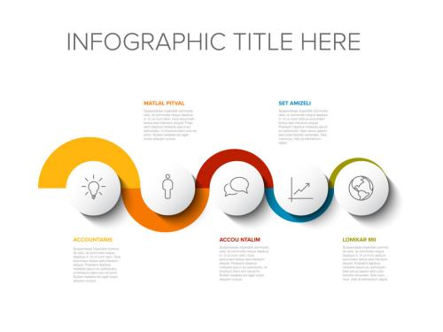 Five Steps Infographic Layout with Color Borders