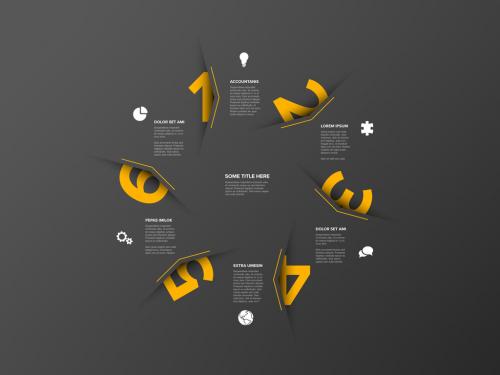 Six Cycle Steps Progress Page Dark Layout with Yellow Accent