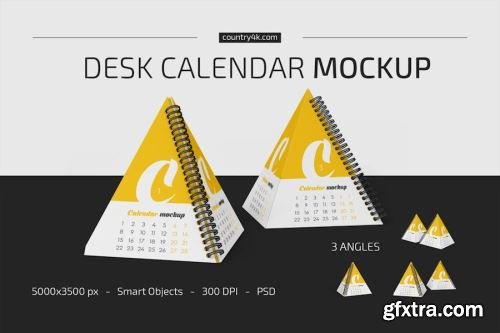 Spiral Desk Calendar with Wooden Man Mockup Collections 14xPSD