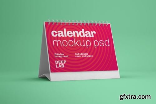 Spiral Desk Calendar with Wooden Man Mockup Collections 14xPSD