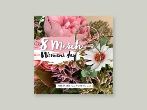 International Womens Day Layout with Floral Background