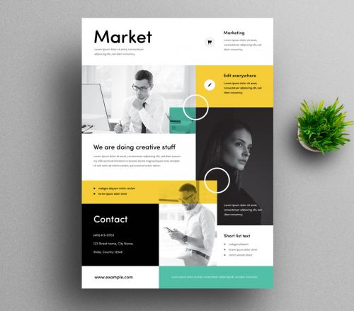 Clean Business Flyer Layout with Yellow Accent