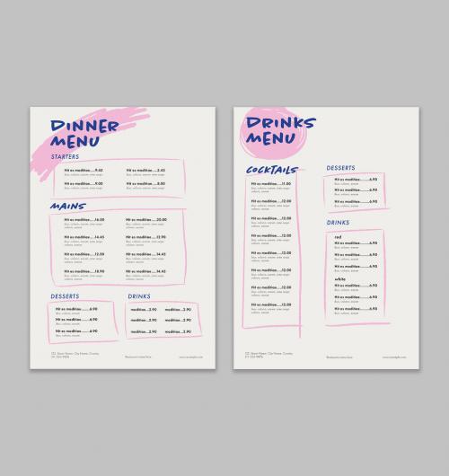 Creative Menu Layout with Hand Drawn Elements