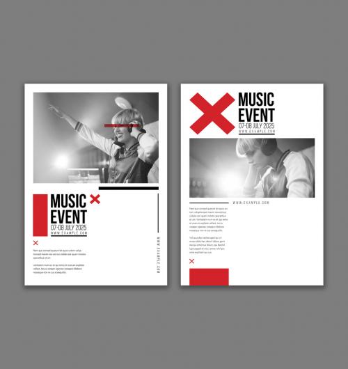 Minimal Music Event Layout Poster with Red Accent