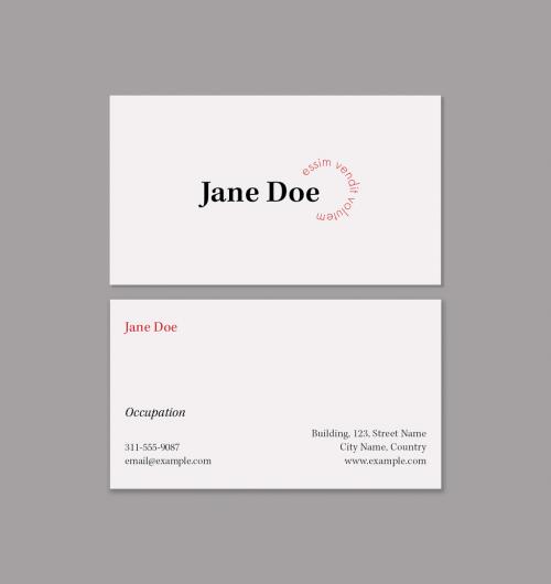 Modern Business Card with Red Accent