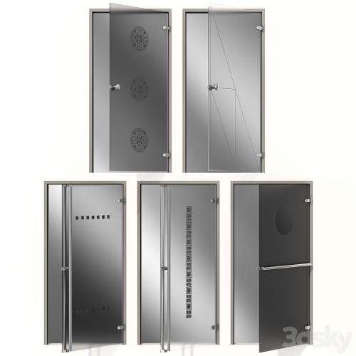 Glass metal swing door