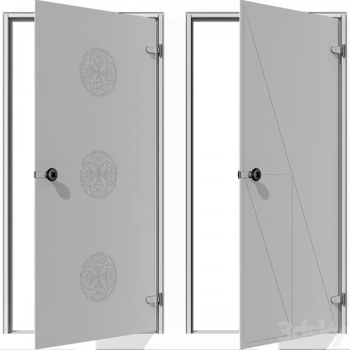 Glass metal swing door