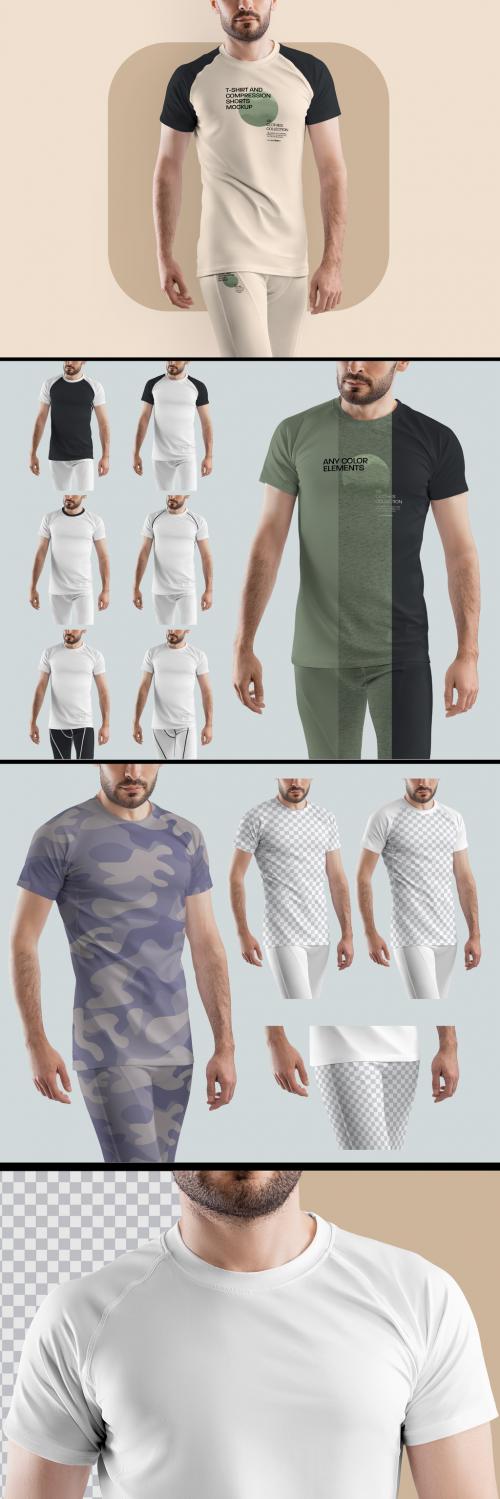 Sport T-Shirt and Compression Shorts Mockup