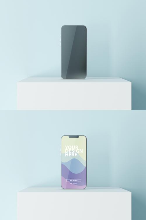 Smartphone Mockup on White Cube