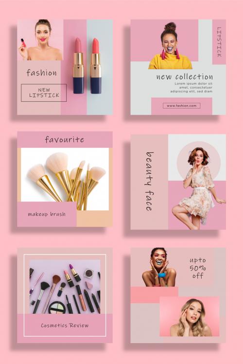 Fashion Social Media Post Banner Set Layouts