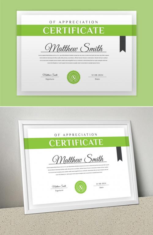 Certificate Layout with Green Accent