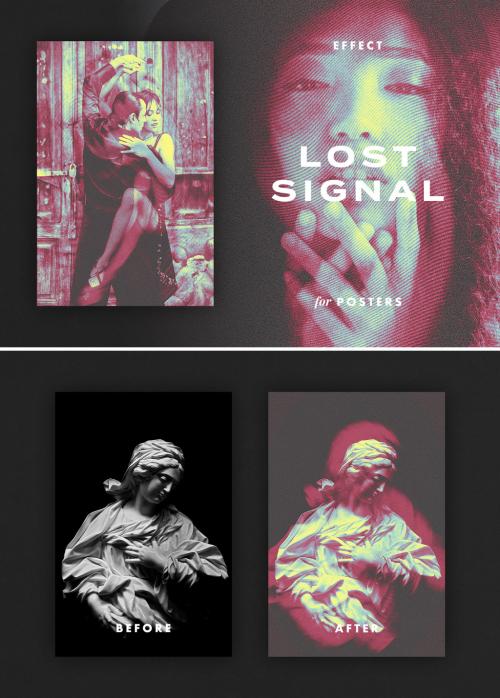 Lost Signal Poster Glitch Photo Effect Mockup