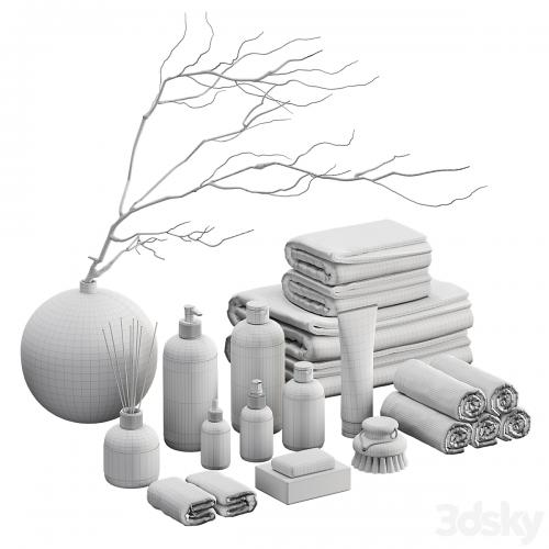 Decorative set with towels and branch 002