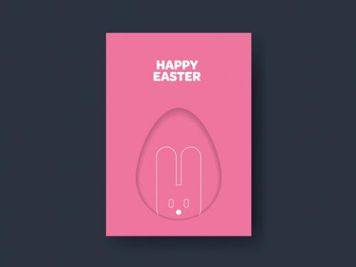 Pink Bunny and Egg Easter Card