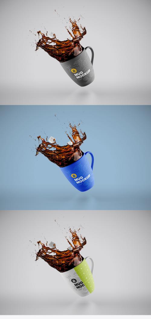 Colorfull Mug with Splash Mockup