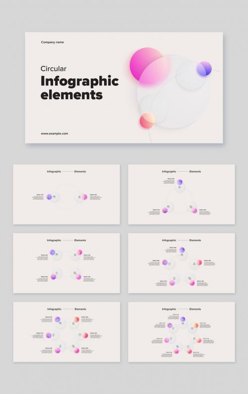 Glass Round Infographic from 2 to 7 Steps