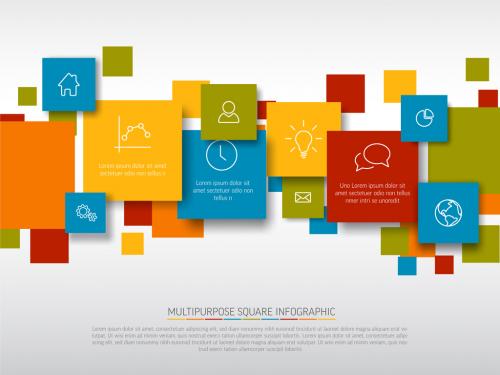 Vector Squares Colorful Infographic Layout