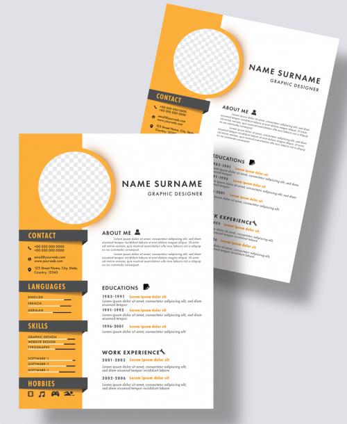 White and Yellow Resume Layout with Details