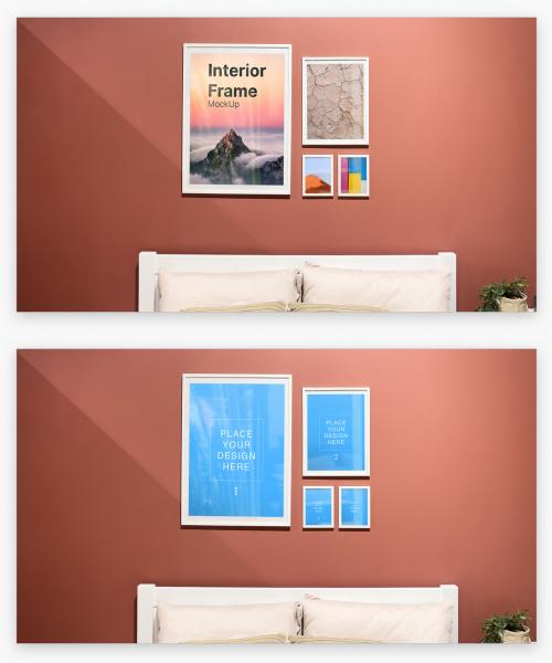 Bedroom Photo Frame Mockup in Modern Interior