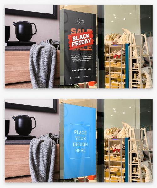 Brand Store Showroom Window Banner Mock-Up