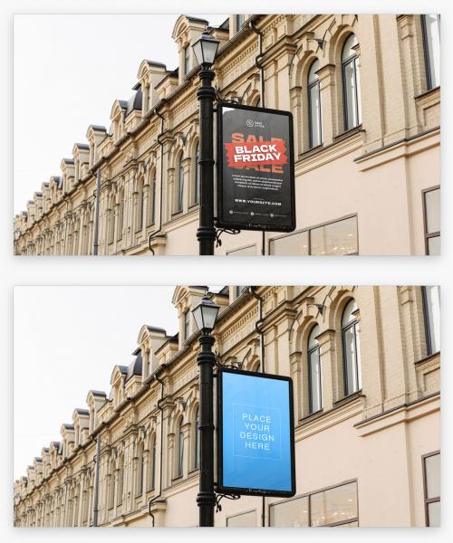 Street Banner Light Box Poster Mockup