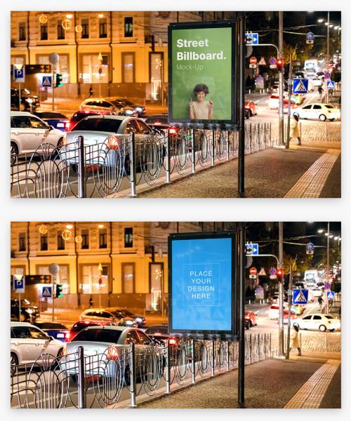 Evening City Street Billboard Mockup