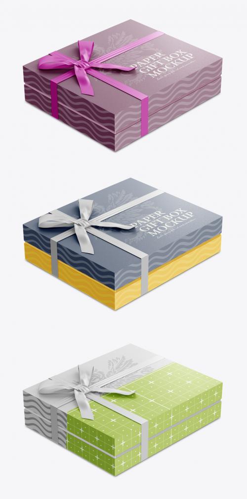 Gift Box Mockup with Bow Mockup