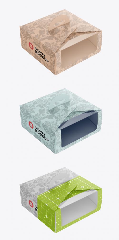 Square Food Box with Window Mockup