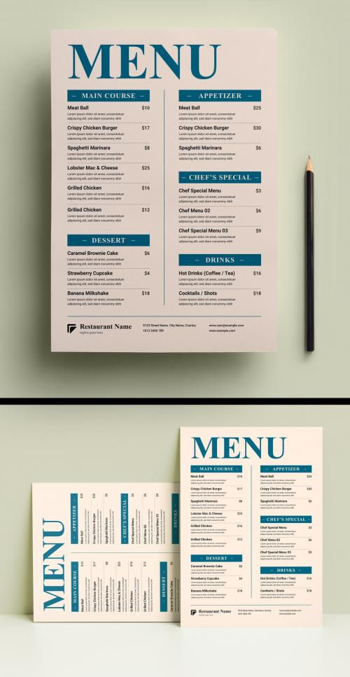 Clean Food Menu Design Layout