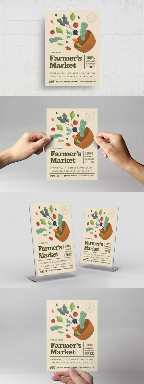 Rustic Farmers Market Vegan Vegetarian Flyer Poster