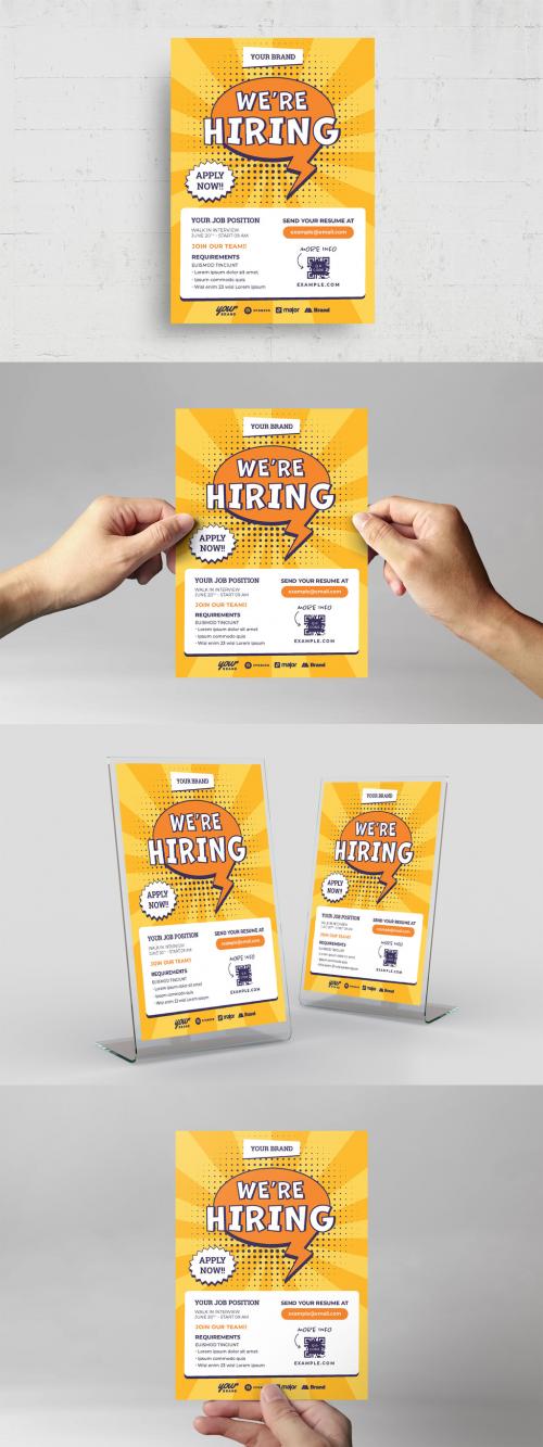 Retro Cartoon Hiring Flyer Poster Layout