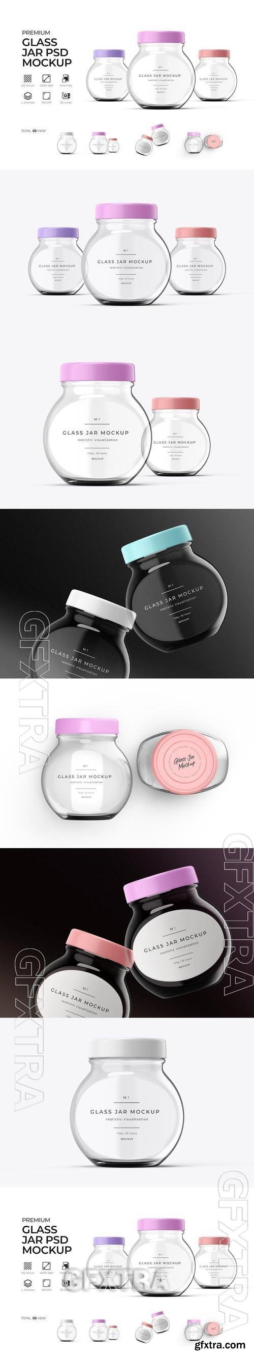 Transparent Glass jar PSD Mockup AX9UKMX