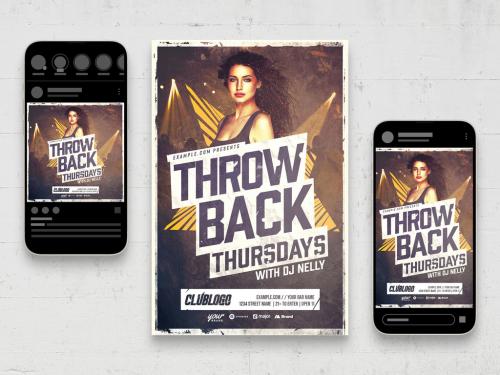 Throwback Nightclub Dj Party Flyer