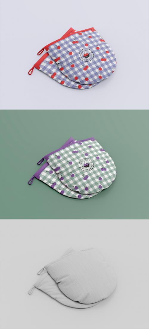 Two Oven Gloves Mockup