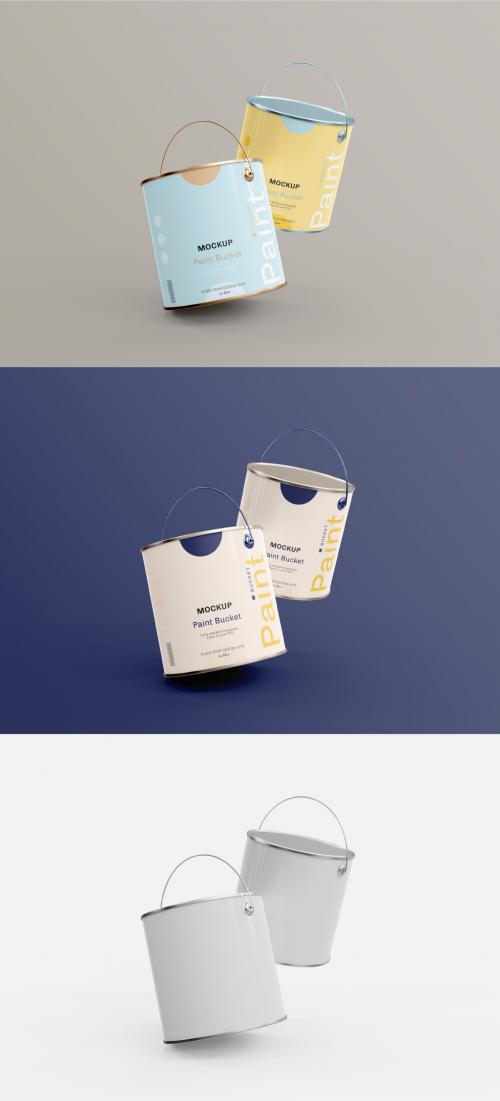 Two Floating Paint Buckets Mockup