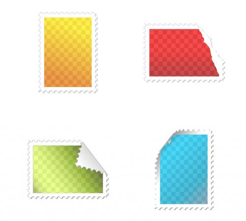 Four Postage Stamps Design Layout with Placeholders for Your Graphic