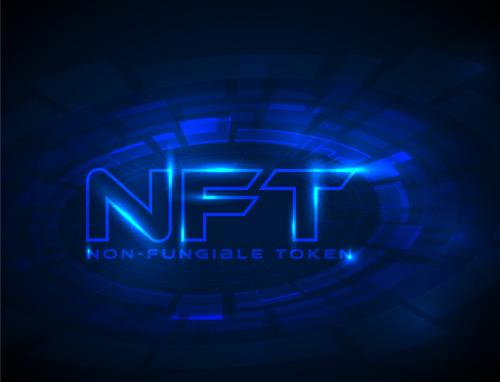 Nft Non Fungible Token Blue Concept Illustration Layout