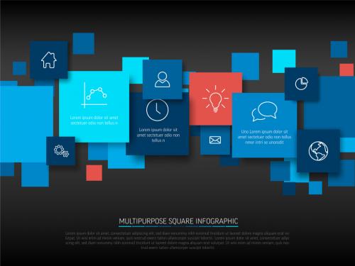 Vector Blue Squares Colorful Infographic Layout