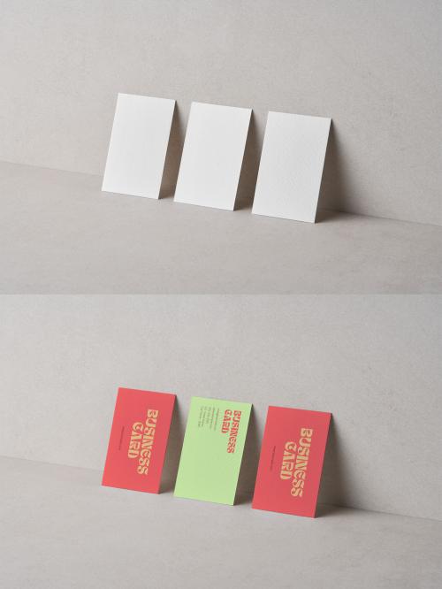 Three Business Cards Mockup on Grey Texture