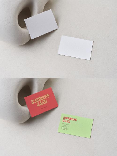 Pair of Business Cards Mockup on Grey Textures