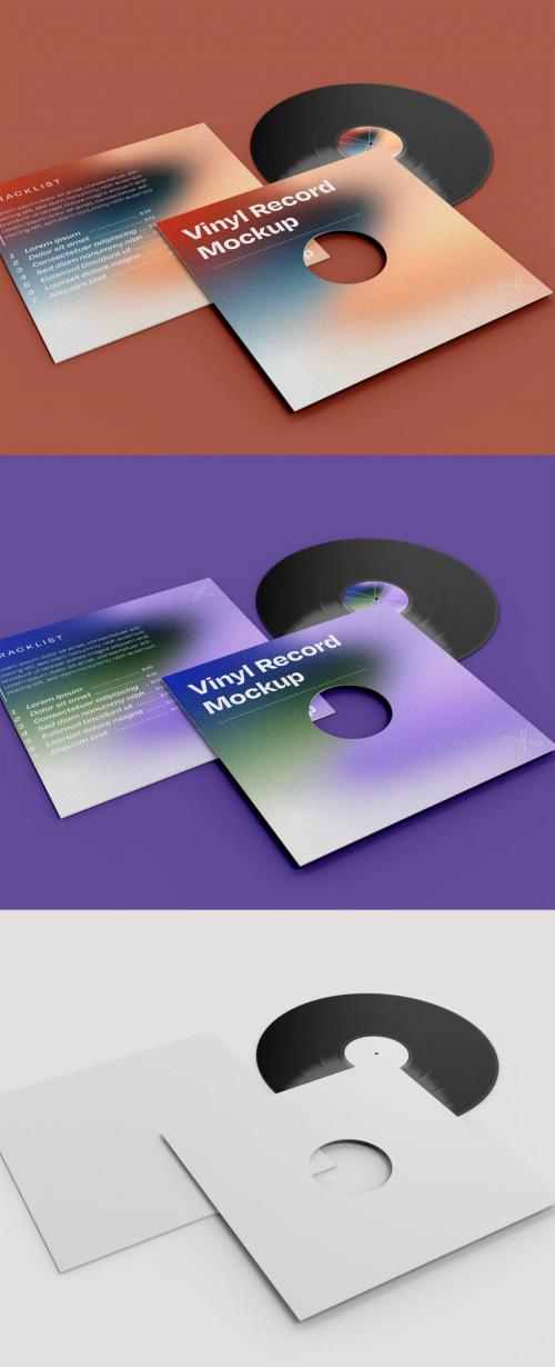 Vinyl Record with Track List Mockup