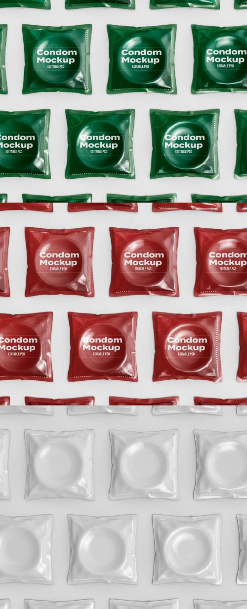 Set of Condoms Mockup