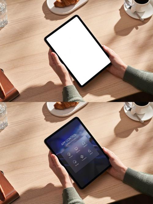 Woman Using Smart Tablet Mockup