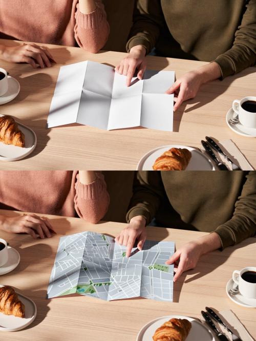 Couple Looking a Foldable Map Mockup