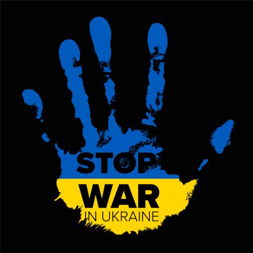 Stop War in Ukraine Ukraine Conceptual Poster Layout with Hand