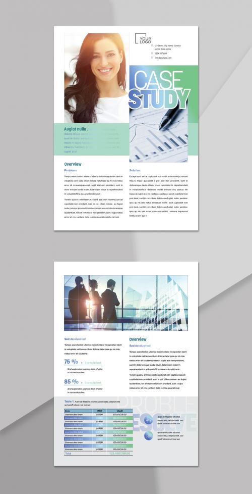 Case Study Layout with Gradient Blue Green