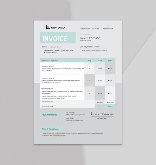 Invoice Layout with Gray Accents